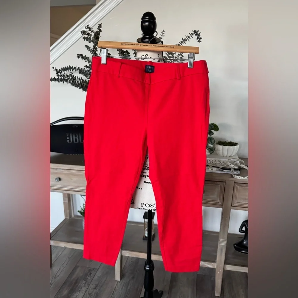 J.CREW Minnie Side Zip Red Crop Ankle Pants Size 12
